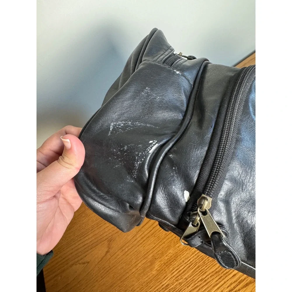 Y2K Blue Martini Black Leather Duffle Bag‎ Travel Weekender Gym Luggage Vintage